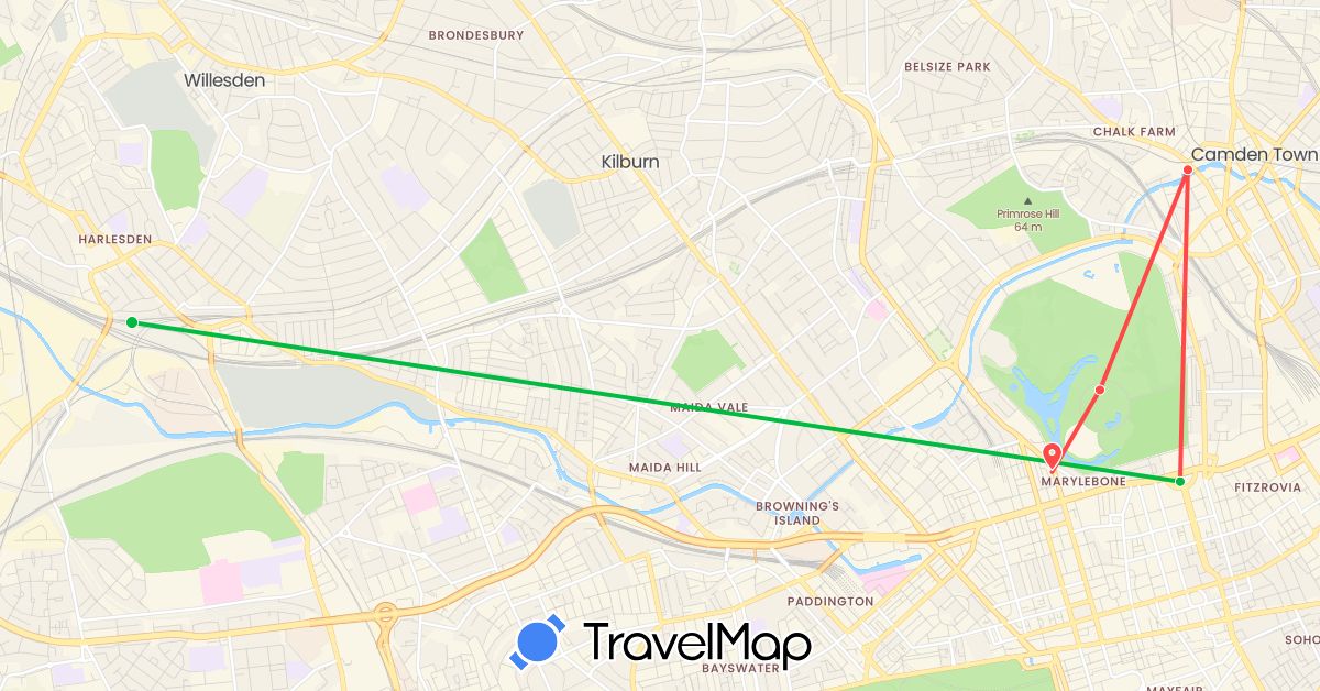 TravelMap itinerary: bus, hiking in United Kingdom (Europe)